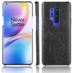 Litchi Skin PU Leather Coated Plastic Mobile Phone Hard Shell for OnePlus 8 Pro – Black