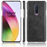Litchi Skin PU Leather Coated Plastic Mobile Phone Hard Cover for OnePlus 8 – Black