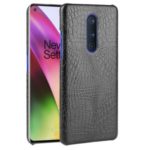 Crocodile Skin PU Leather Coated Hard PC Case for OnePlus 8 – Black