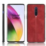 PU Leather Coated PC + TPU Unique Case for OnePlus 8 – Red