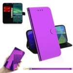 Mirror Surface Leather Wallet Case with Strap for Nokia 2.3 – Purple