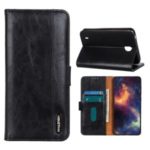 Textured Wallet Stand Leather Protective Cover Shell for Nokia C1 – Black
