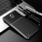 Drop Resistant Carbon Fiber TPU Mobile Phone Case for Nokia C1 – Black
