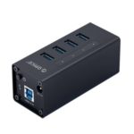 ORICO A3H4-SV Aluminum Alloy 4 Port USB3.0 HUB – Black/EU Plug