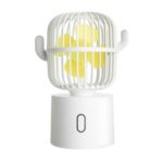Cactus Shape USB Cooling Mini Fan Desk Fan with 3 Adjustable Speeds – White