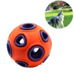 Pet Toy Ball Rubber Bite Resistant Teeth Cleaning Elastic Glow Dog Chew Toy L Size – Orange