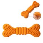 Bone Shape Rubber Pet Dog Chewing Toy Dog Toothbrush Chew Toy Stick – Orange