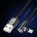 USAMS 1M Elbow Shape Nylon Braided Magnetic Micro USB Charging Cable – Black