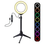 PULUZ 12cm Dimmable 8 Color RGBW LED Ring Photography Light Fill Light with Tripod PKT3049B