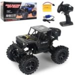 Children’s Wireless Remote Control Alloy Car Electric 2.4G 1:14 Four-Wheel Drive Climbing Off-Road Toy Car with Lights – Black