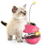 Cat Pet Food Dispenser Turntable Toy Ball Cat Puppy Training Interactive Feeder – Red