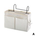Bedside Storage Hanging Bag Waterproof Canvas Storage Basket – White