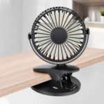 Portable Mini Cooling Fan Clip Fan Desktop Fan 2-IN-1 USB Rechargeable Small Fan – Black