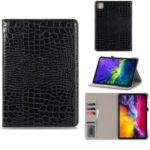 Crocodile Texture Wallet Leather Smart Tablet Case Cover for Apple iPad Pro 12.9-inch (2020)/(2018) – Black