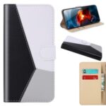 Tri-color PU Leather Case Wallet Phone Stand Cover for Apple iPhone SE (2nd Generation)/8/7 4.7 inch – Black/White/Grey