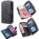 Zipper Wallet Design Leather Phone Protective Cover Shell for iPhone 11 6.1-inch – Black