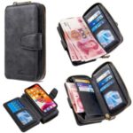 Zipper Wallet Design Leather Phone Protective Cover Shell for iPhone 11 Pro Max 6.5-inch – Black
