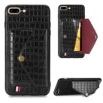 Crocodile Skin Card Holder PU Leather Coated Phone Case for iPhone 7 Plus/8 Plus 5.5 inch – Black