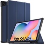 Tri-fold Stand PU Leather Tablet Smart Case for Samsung Galaxy Tab S6 Lite 10.4 inch – Blue