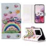 3D Colored Carving Pattern Printing Wallet Leather Phone Case for Samsung Galaxy S20 Ultra – Rainbow