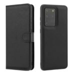 Cross Texture Protective Leather Wallet Cover + Removable TPU Cover for Samsung Galaxy S20 Ultra – Black