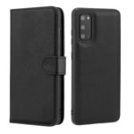 Cross Texture Protective Leather Wallet Cover + Removable TPU Case for Samsung Galaxy S20 – Black