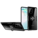 Finger Ring Kickstand TPU + PC + Metal Combo Case [Built-in Magnetic Metal Sheet] for Samsung Galaxy A91/S10 Lite – Black