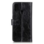 Crazy Horse Wallet Leather Stand Case for Samsung Galaxy A21s – Black