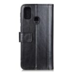 Rivet Decorated Crazy Horse Leather Wallet Case for Samsung Galaxy A21s – Black