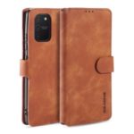 DG.MING Retro Style Leather Wallet Stand Protective Case for Samsung Galaxy A91/S10 Lite – Brown