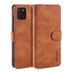 DG.MING Retro Style Leather Wallet Stand Phone Cover for Samsung Galaxy A81/Note 10 Lite – Brown