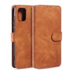 DG.MING Retro Style Leather Cover Wallet Stand Protective Case for Samsung Galaxy A31 – Brown