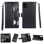 Multi-function Leather Wallet Shell with Stand for Samsung Galaxy A91/S10 Lite – Black