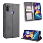 Vintage Style Leather Wallet Case for Samsung Galaxy A11 – Black