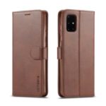 LC.IMEEKE Leather Wallet Stand Case for Samsung Galaxy A31 – Coffee