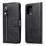 Zipper Pocket Leather Wallet Stand Case for Samsung Galaxy A91/S10 Lite/M80s – Black