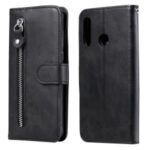Zipper Pocket Leather Wallet Stand Case for Samsung Galaxy A70e – Black