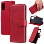 PU Leather Wallet Stand Magnetic Cover for Samsung Galaxy A41 (Global Version) – Red