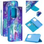 Cross Texture Patterned PU Leather Wallet Cover for Samsung Galaxy S20 Ultra – Dream Catcher