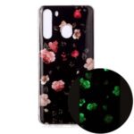 Luminous IMD Patterned TPU Cover for Samsung Galaxy A21 – Rose Flower