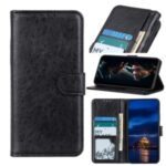 Crazy Horse Leather Shell Wallet Stand Cell Phone Covering for Samsung Galaxy A21s – Black