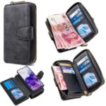 BF001 Detachable 2-in-1 Leather Cover Zipper Wallet Phone Case for Samsung Galaxy S20 – Black