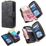 Zipper Wallet Design Leather Phone Protective Cover Shell for Samsung Galaxy A71 SM-A715 – Black