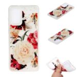 Glitter Sequins Inlaid Pattern Painting Soft TPU Back Shell for Samsung Galaxy S20 Plus – Whtie Rose Flower