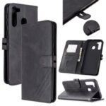 Wallet Leather Stand Phone Cover with Lanyard for Samsung Galaxy A21 – Black