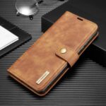 DG.MING Detachable 2-in-1 Split Leather Wallet + PC Cover for Samsung Galaxy A91/S10 Lite – Brown