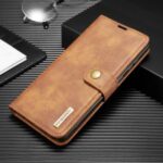 DG.MING Detachable 2-in-1 Split Leather Wallet Shell + PC Back Case for Samsung Galaxy A81 / Note 10 Lite – Brown
