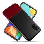 KSQ PU Leather Coated Bi-color Splicing PC Mobile Shell for Samsung Galaxy A41 (Global Version) – Black / Wine Red