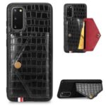 Crocodile Surface with Kickstand Cell Phone Case for Samsung Galaxy S20 – Black