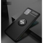 LENUO Metal Ring Kickstand TPU Case for Samsung Galaxy A71 5G SM-A716 – Black/Silver